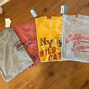 4 Garment Dyed Graphic T-Shirts. Old Nvay